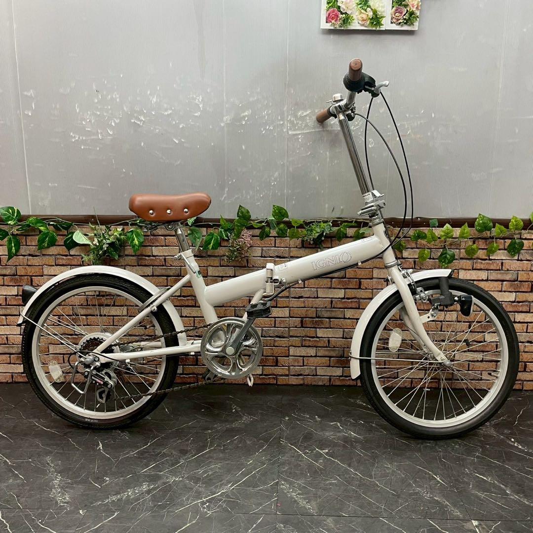【131】折りたたみ自転車 折車 IGNIO ホワイト 20インチ 変速付き