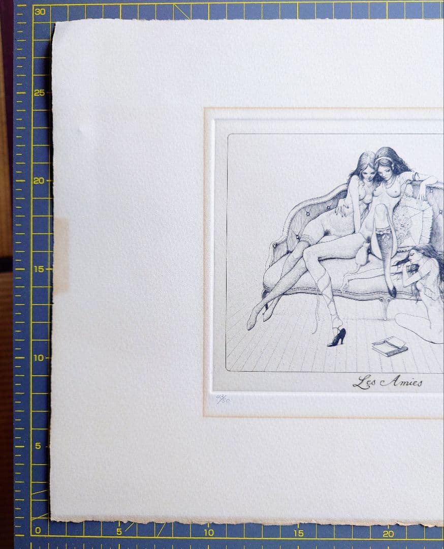 版画/山本六三『Les Amies 女友達』W380㍉ H283㍉　43/50