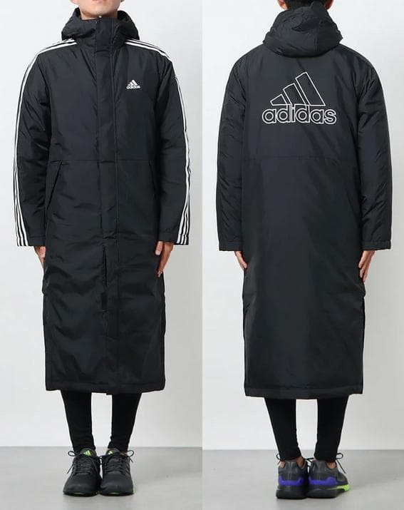 新品半額 15400円を アディダス ベンチコート ロングBLKブラック L