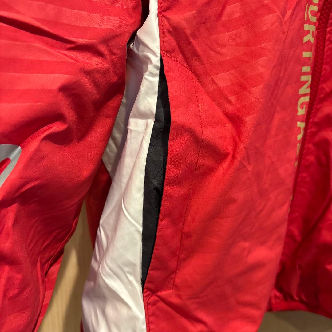 美品 ASICS ウインドブレーカー上下セット レッド/ホワイト/ブラック M