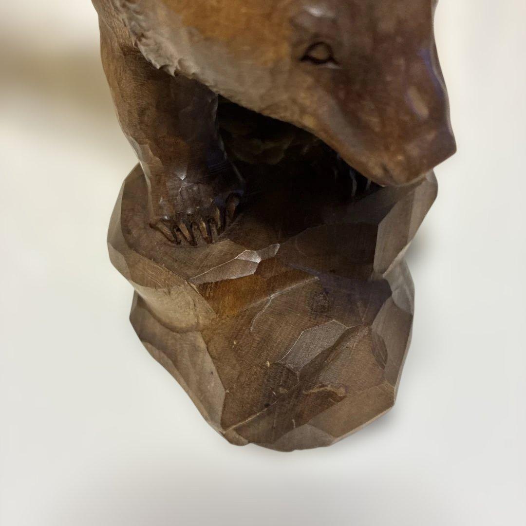 木彫り熊　堀井作　彫刻　美術品 工芸品 サイズ高さ約15cm幅約21cm