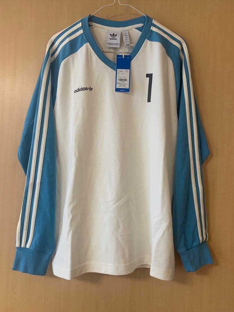 アディダスオリジナルス　長袖ジャージ　サッカー　番号1 ホワイト／水色　L