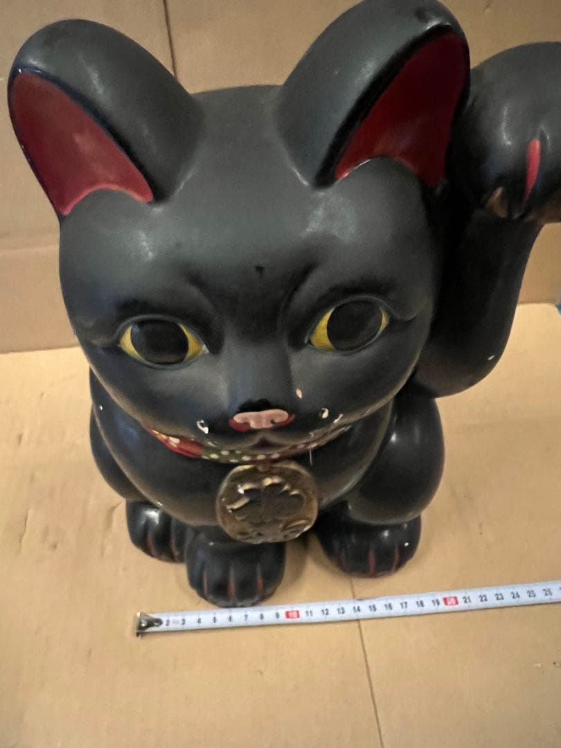 陶器製 縁起担ぎに 招き猫 幸運を呼ぶ置物　BIGサイズ　左手上げ