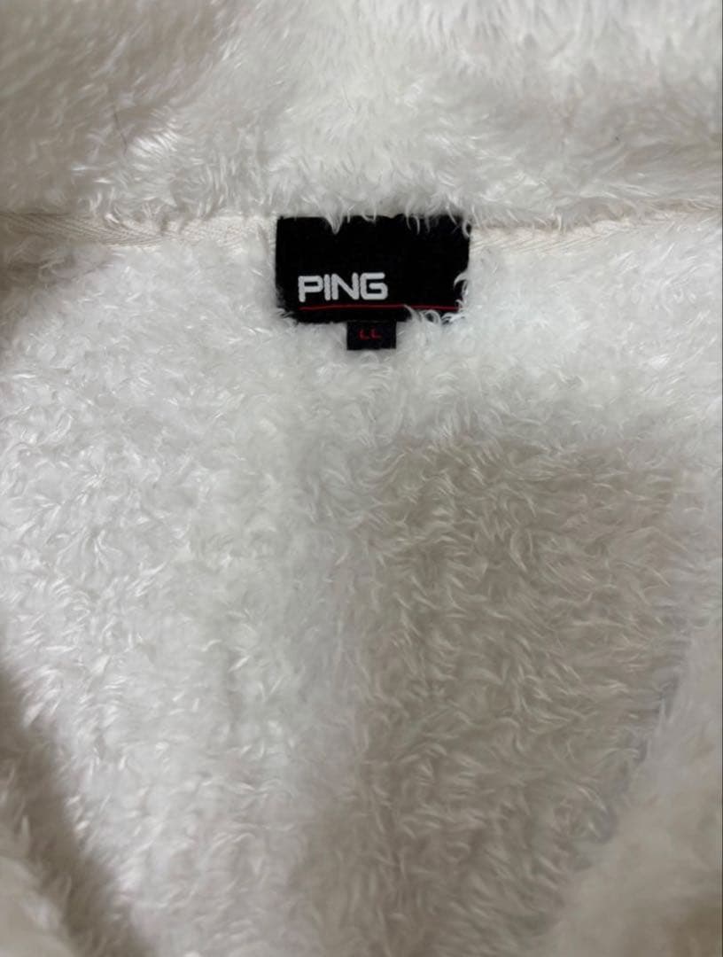 美品✨PING フリースベスト LL ホワイト　ボア　ゴルフ　ベスト　XL