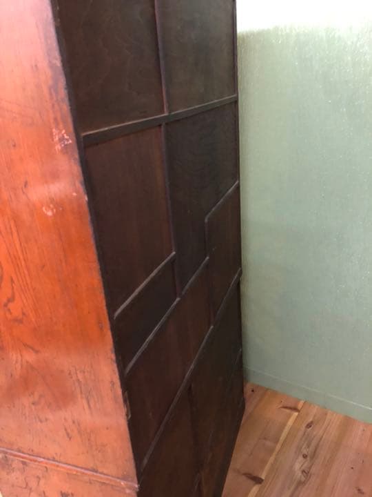 茶箪笥 玉杢 違い棚 多収納 水屋 昭和レトロ インテリア 古道具 木製