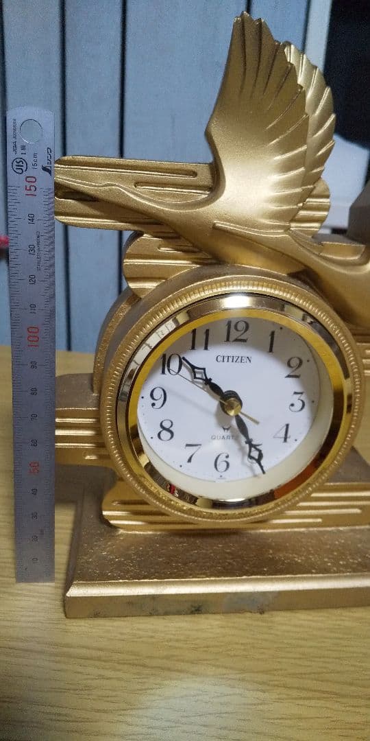 シチズン置き時計鶴のゴールド時計