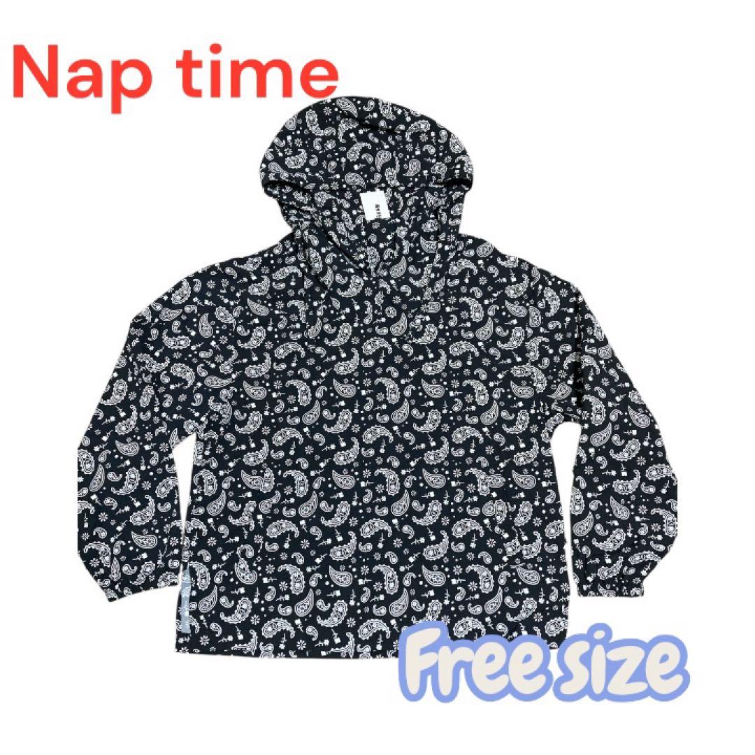 Naptime. ナップタイム　ナイロンパーカー　総柄　ブラック　Nissy