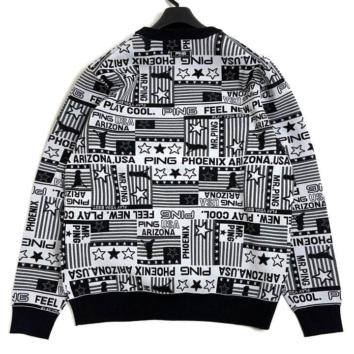 新品 ピン ゴルフ ジャカード クルーネックニット プルオーバー グレー LL