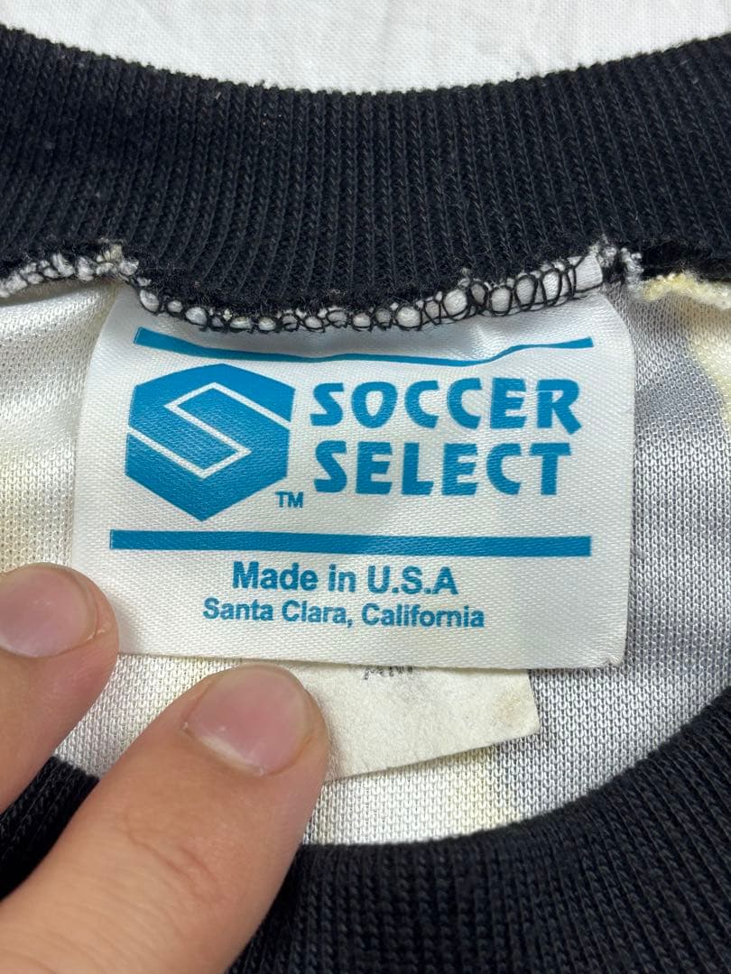 希少90s SOCCER SELECT 総柄パターン サッカーシャツ 稲妻