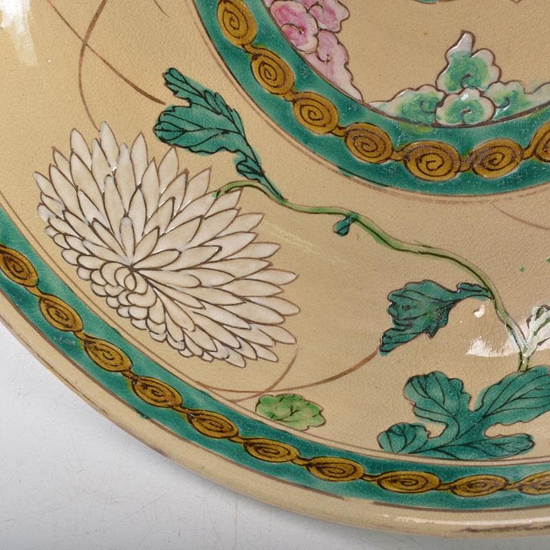 須佐焼　古須佐　 明治期　色絵　菊花文鉢　十四代土谷道仙識箱　V　R6072C