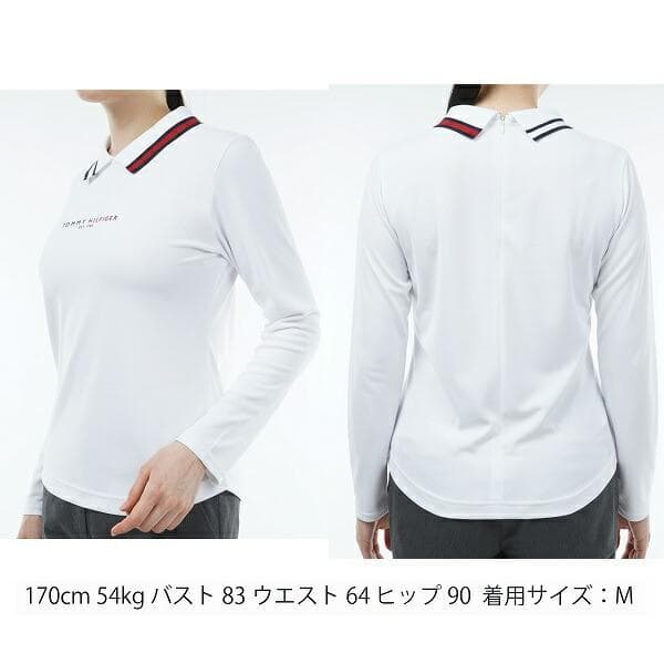 美品　トミーヒルフィガー ゴルフ　バックファスナー LSシャツ 　白　1015