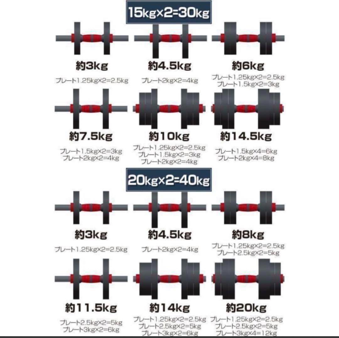 送料込　人気ダンベル 可変式 20kg可変式ダンベル 40kg 多機能2個セット