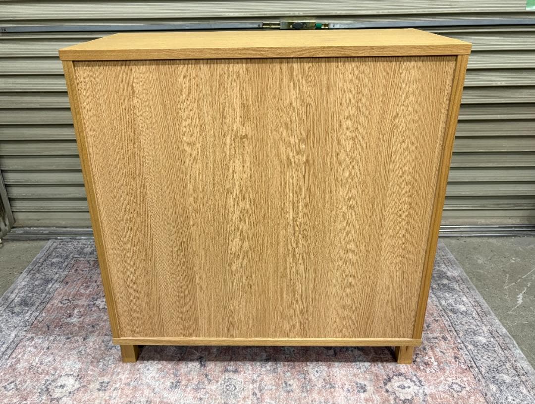 廃盤 無印良品 木製キャビネット オーク材 脚付き ガラス扉