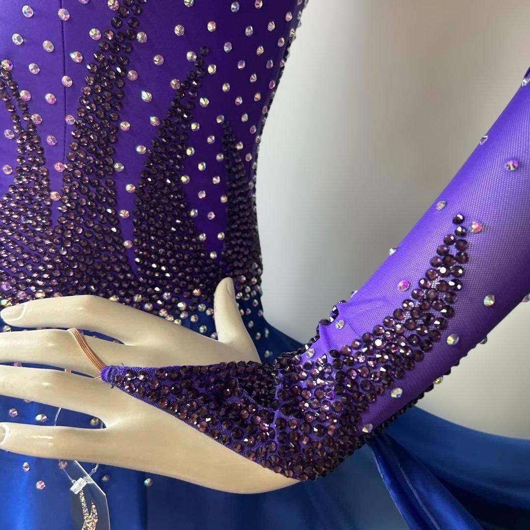 新品、M〜サイズ 社交ダンス、競技ドレス、モダンドレス、紫と青のグラデーション