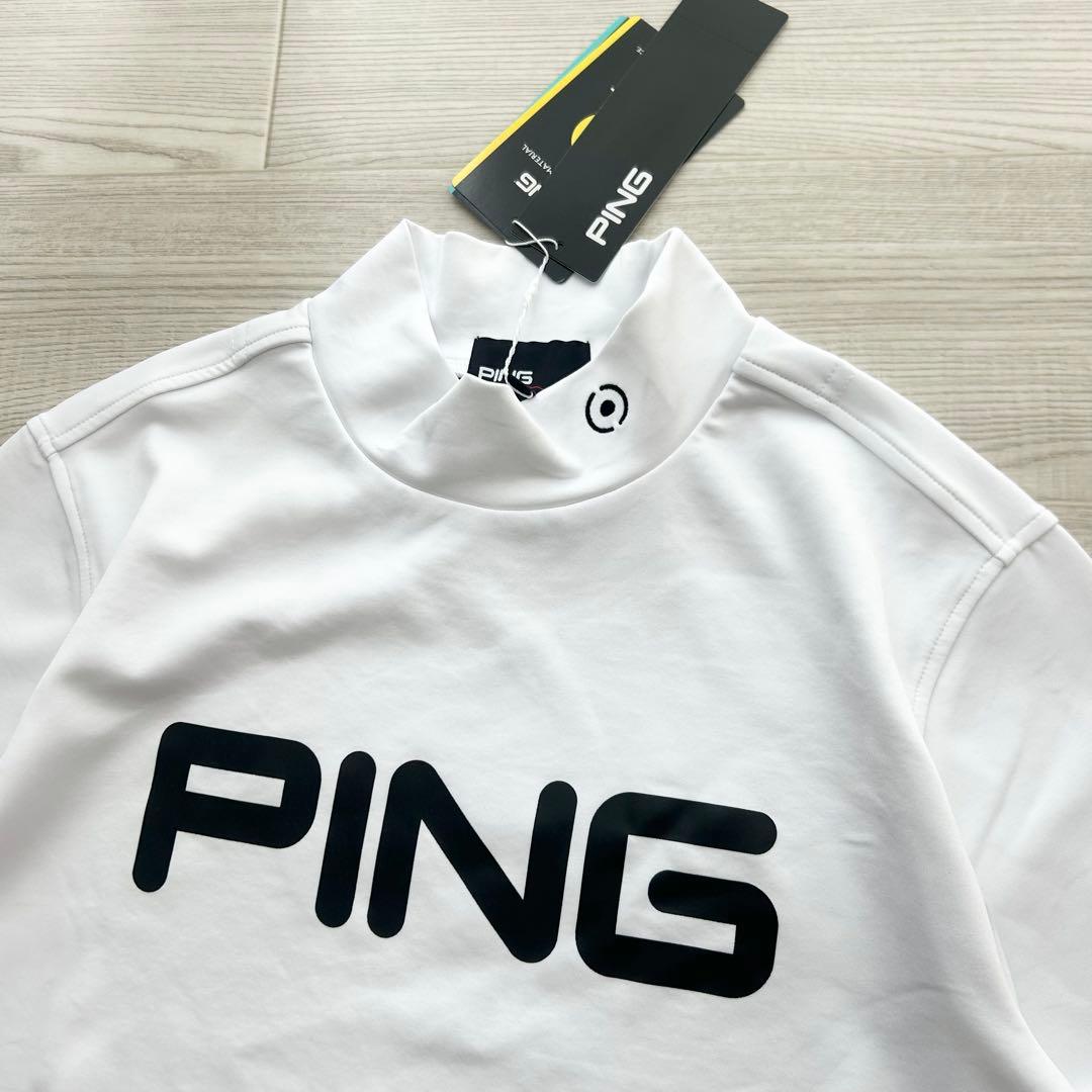新品　PING ピン　モックネック　長袖シャツ　カットソー　ホワイト　LLサイズ