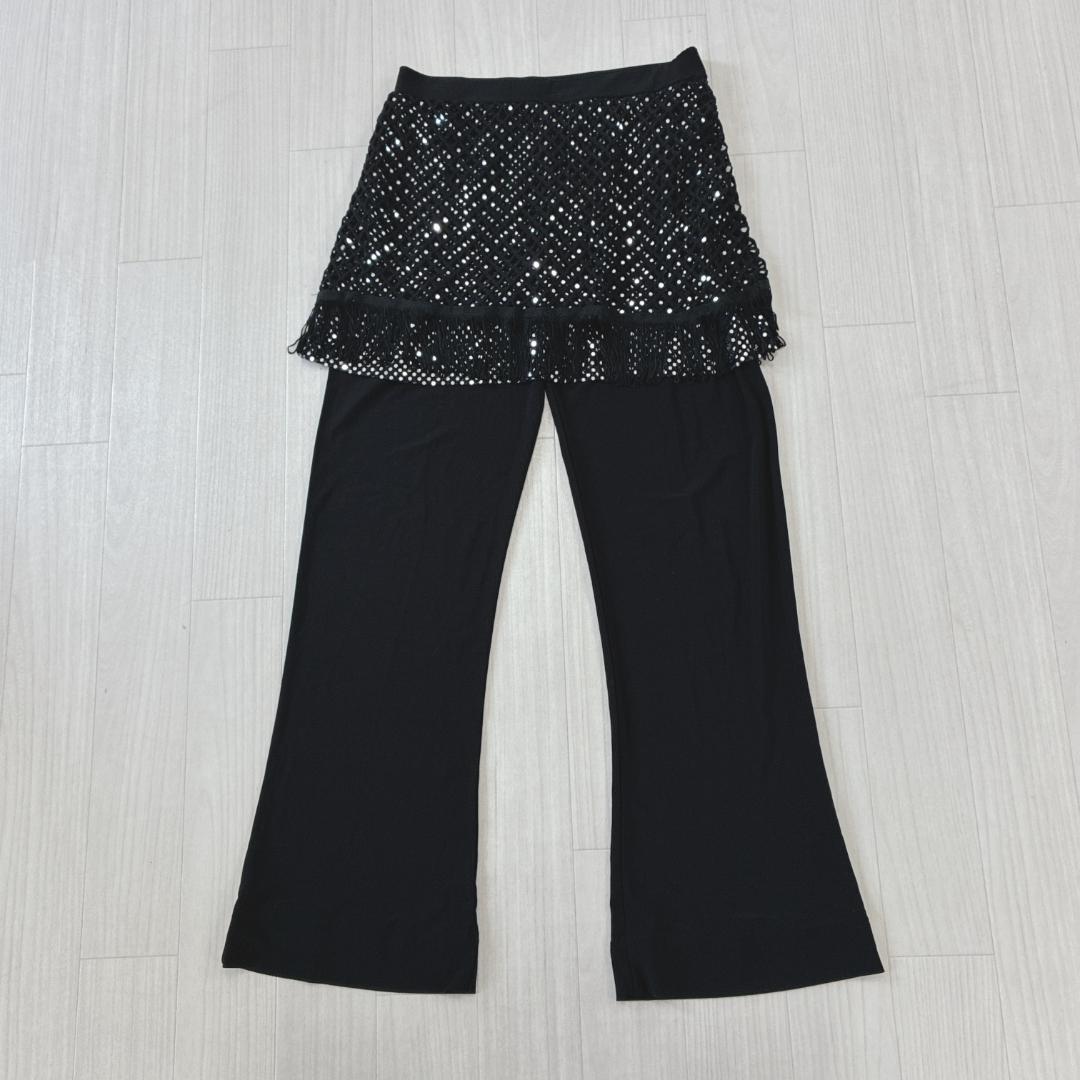 美品 Mochana レッスン着 スカート付きパンツ 社交ダンス スパンコール