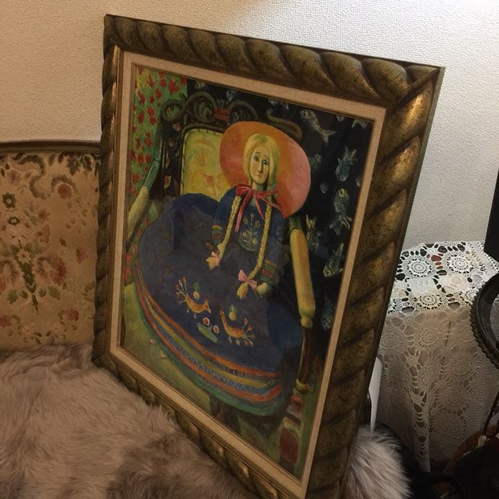 ヴィンテージ  人形の油絵