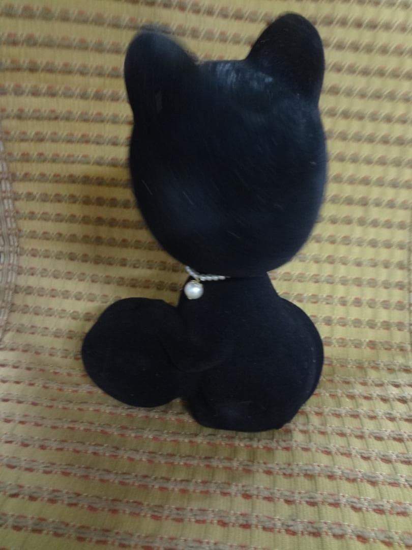 新品未使用品1970年代当時もの●アンティーク黒猫首振り室内温度計付き貯金箱