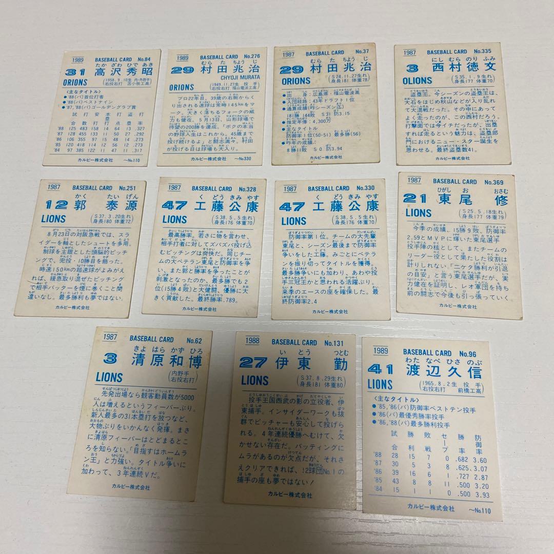 カルビープロ野球カード　レトロ　11枚セット　選択可能　②