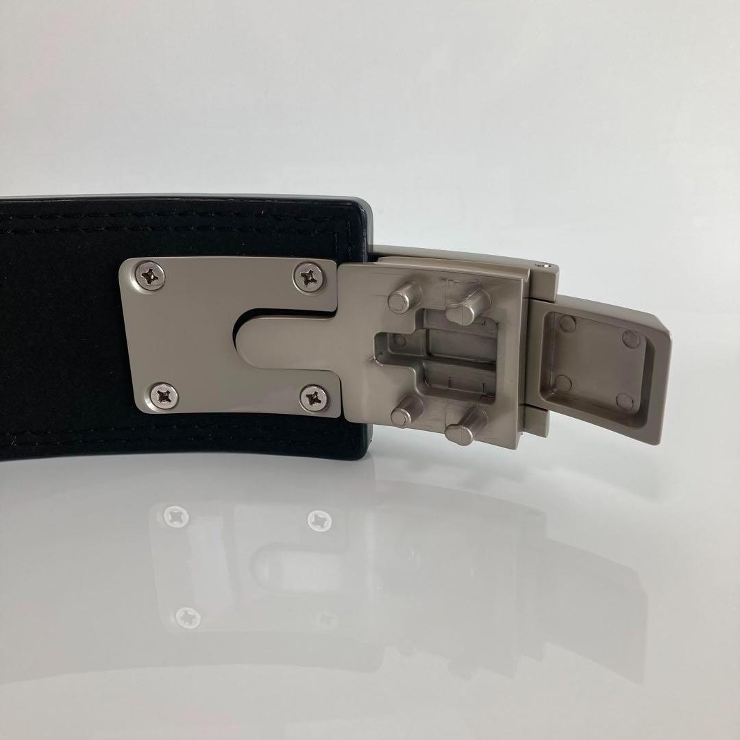 本革 パワーベルト レバーアクション XLサイズ ワンタッチ可変式　黒×シルバー
