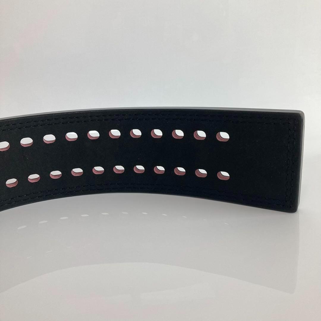 本革 パワーベルト レバーアクション XLサイズ ワンタッチ可変式　黒×シルバー