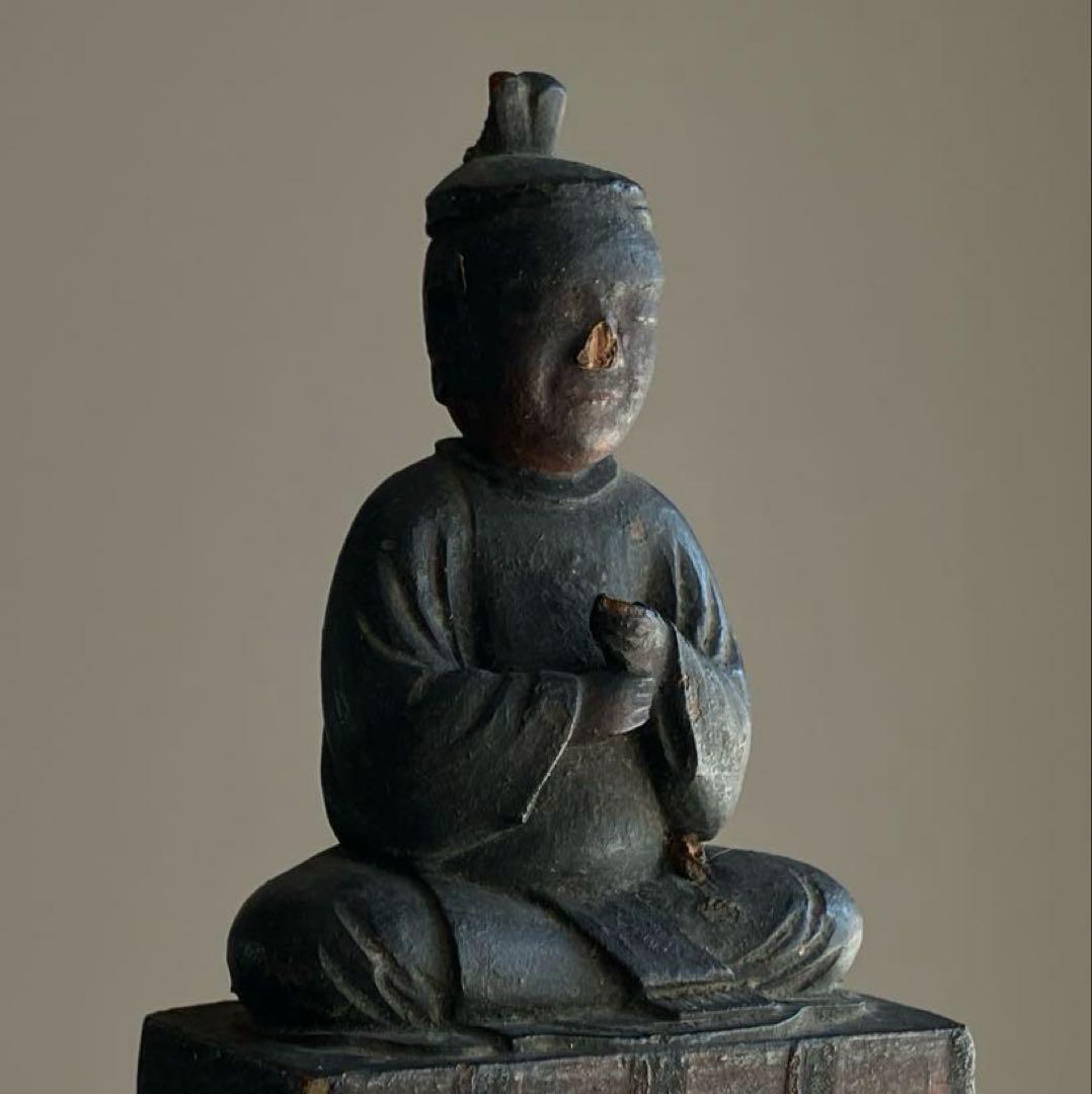 【眼光古格なる 木彫天神像 約8㎝ 江戸後期頃 陰陽道 民間信仰】郷土玩具仏像