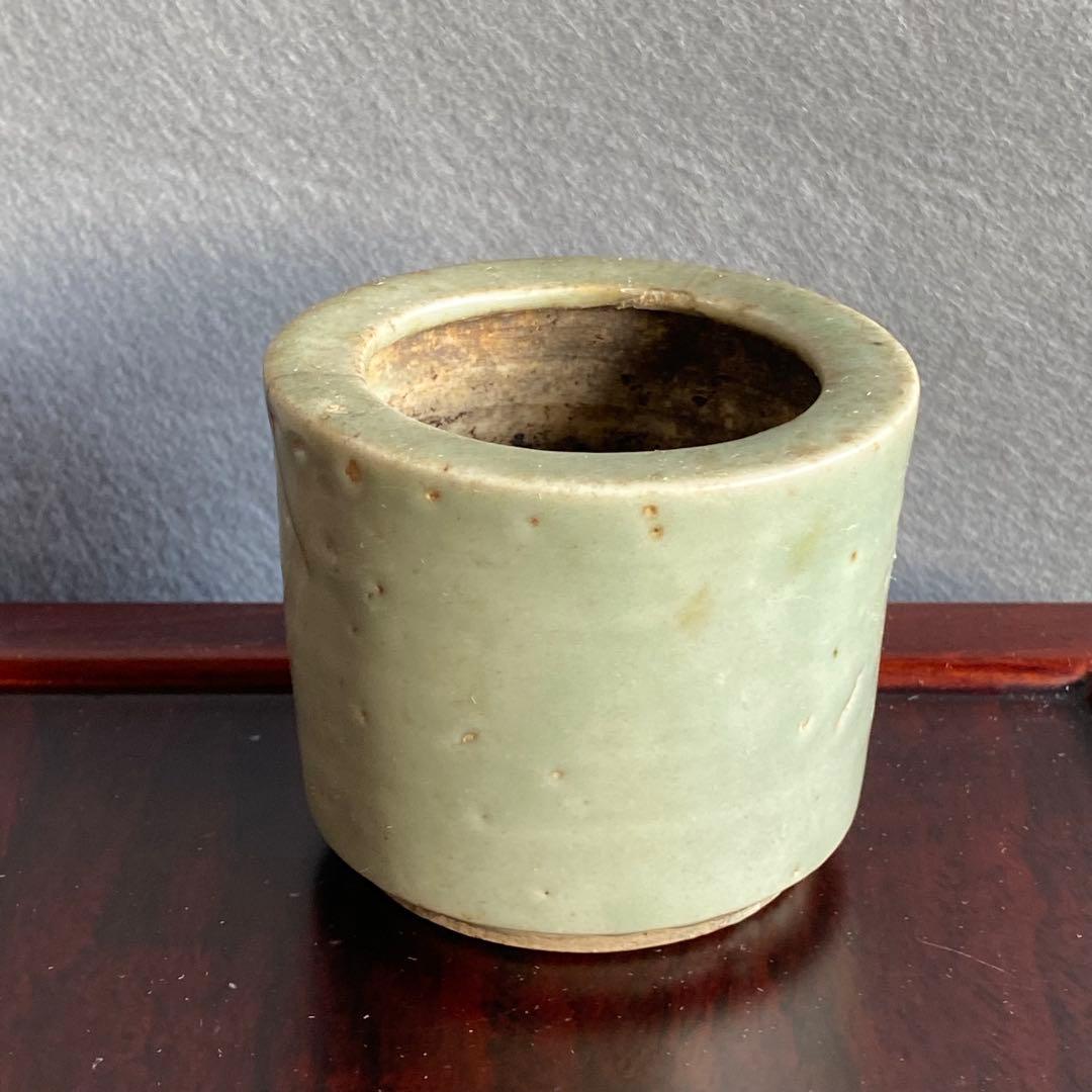 青磁２個セット　砧青磁小壺　龍泉窯　中国宋時代　青磁香炉　砧手