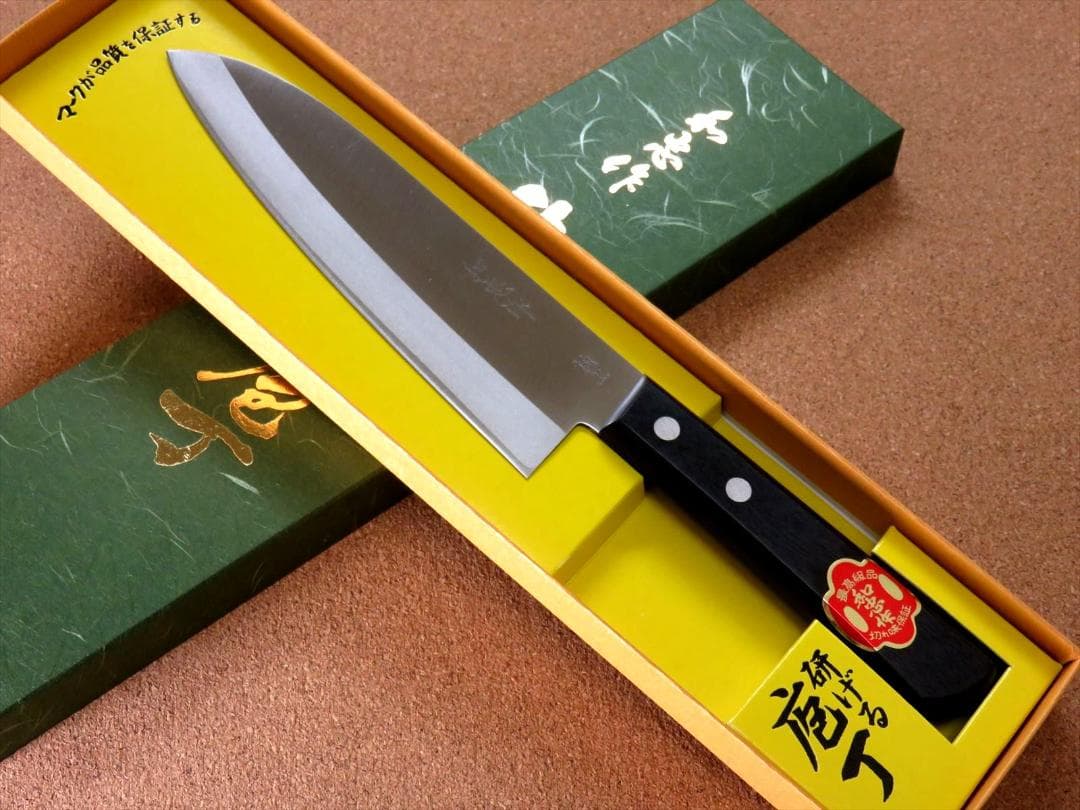 関の刃物 三徳包丁 170mm 鋼割込 白紙2号 炭素鋼 ハガネ 両刃 万能包丁