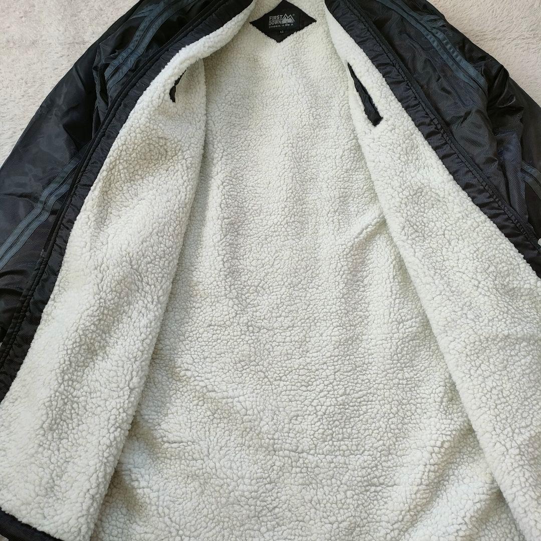 【新品】FIRST DOWN ロングベンチコート ボア ブラック