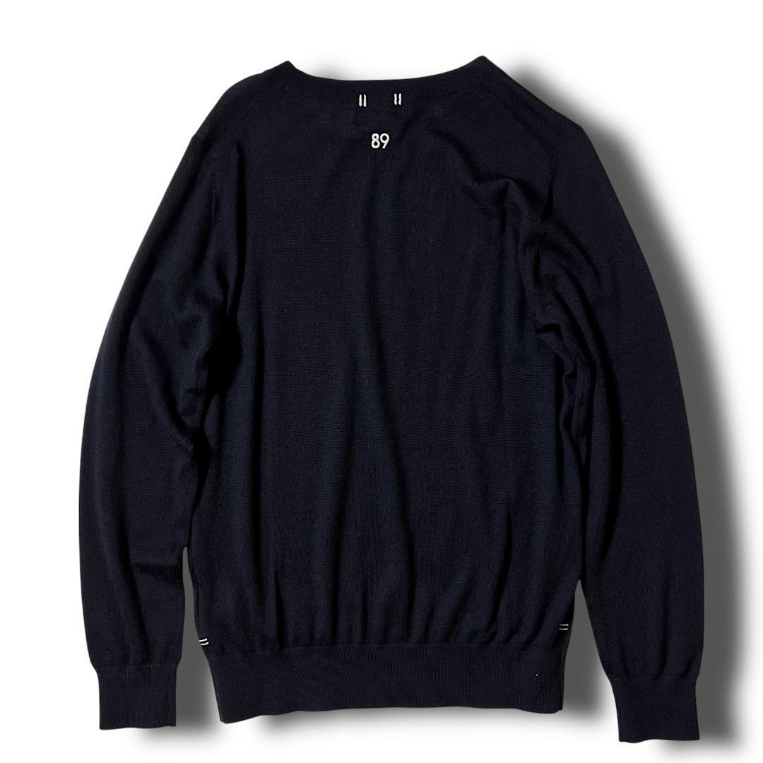 新品 0 パーリーゲイツ 定価41,800円 カシミヤクルーネックニット 紺