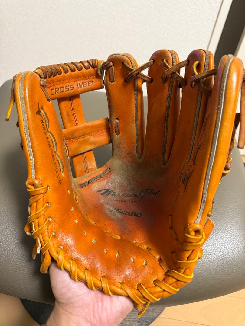 Mizuno Pro 軟式用レザーグローブ オレンジ　ビックM