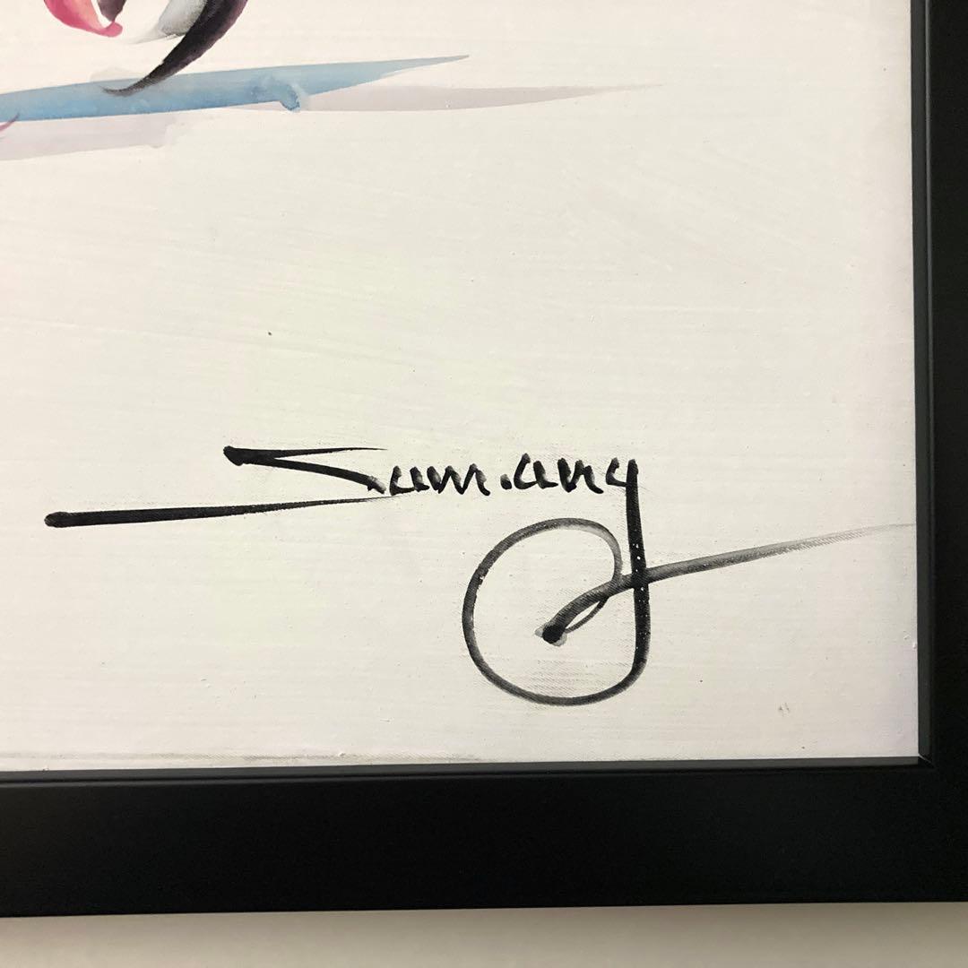 【カンボジアで購入】絵画 人力車 僧侶 アート フレーム付き アクリル