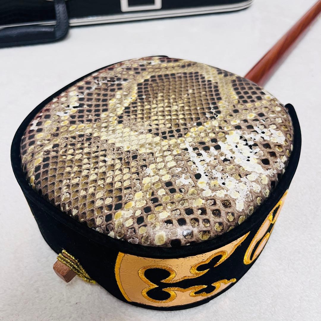 三線 蛇皮 蛇革　沖縄 和楽器 ハードケース付き