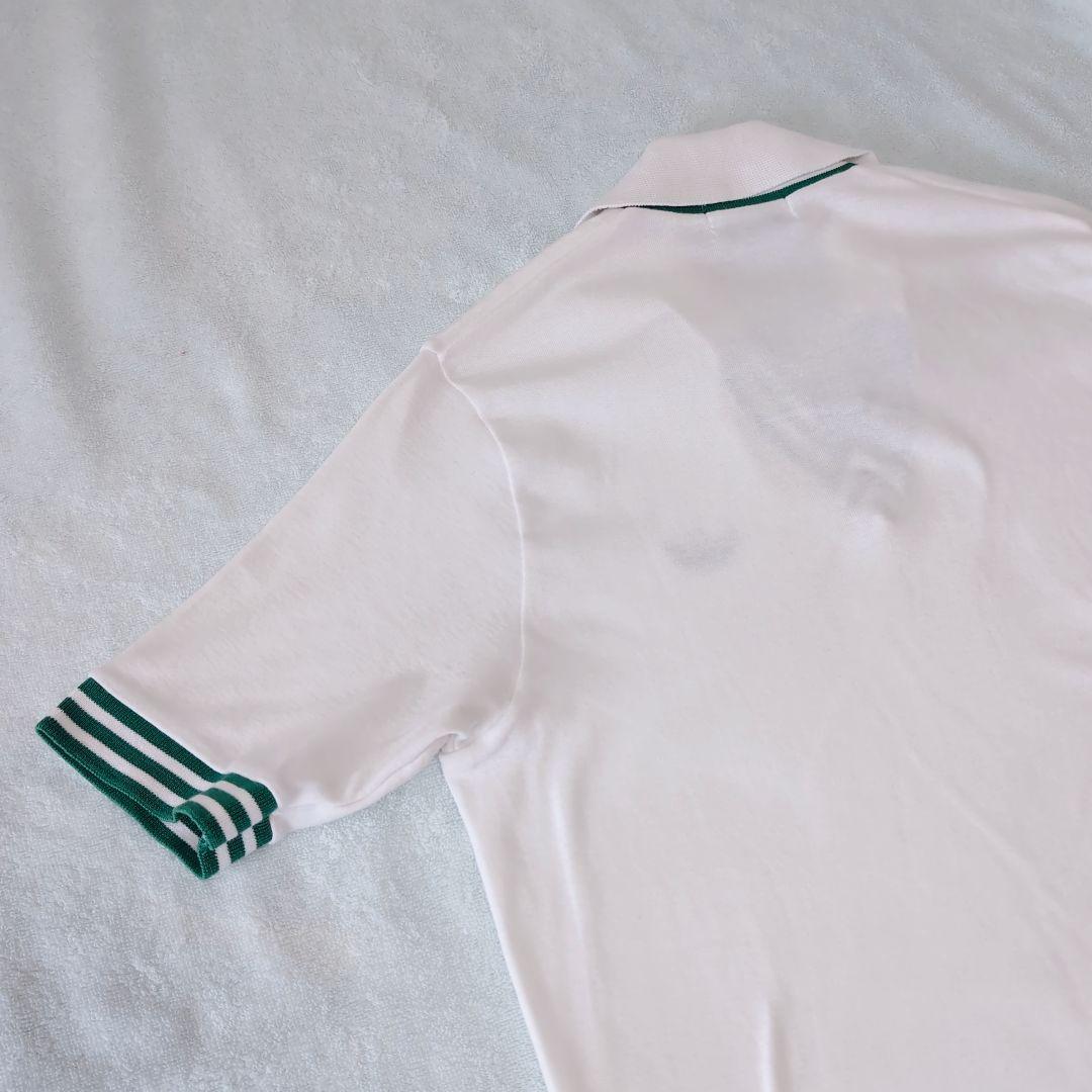 レア adidas 80sデサント製 ヴィンテージテニスポロ ホワイト×グリーン