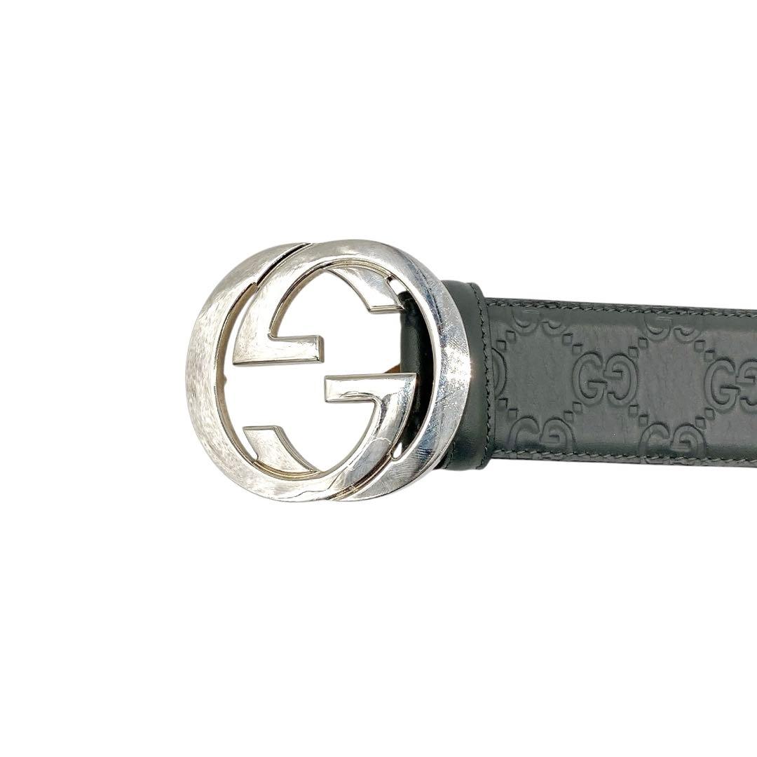 ✨極美品✨GUCCI グッチ　レザーベルト　インターロッキング　GGスプリーム