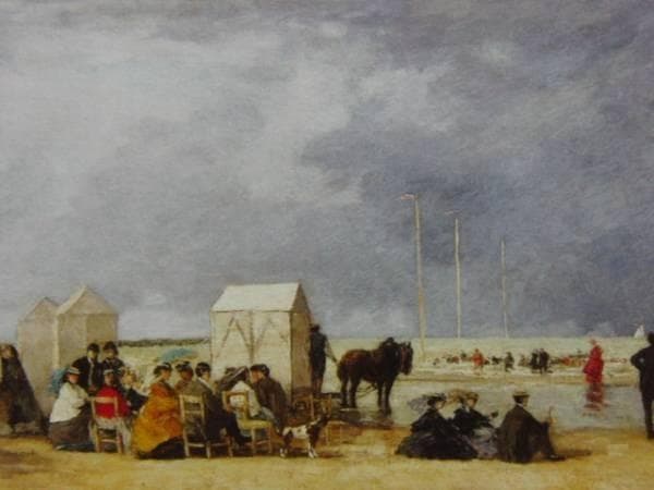 ウジェーヌ・ブーダン、「ドーヴィルの海水浴」、希少画集画、新品高級額