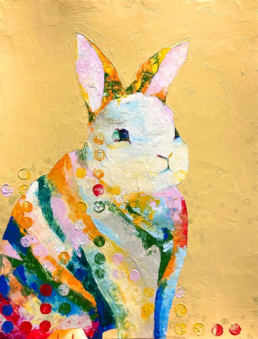 サ*ウ様 「re: rabbit」 油絵　うさぎ