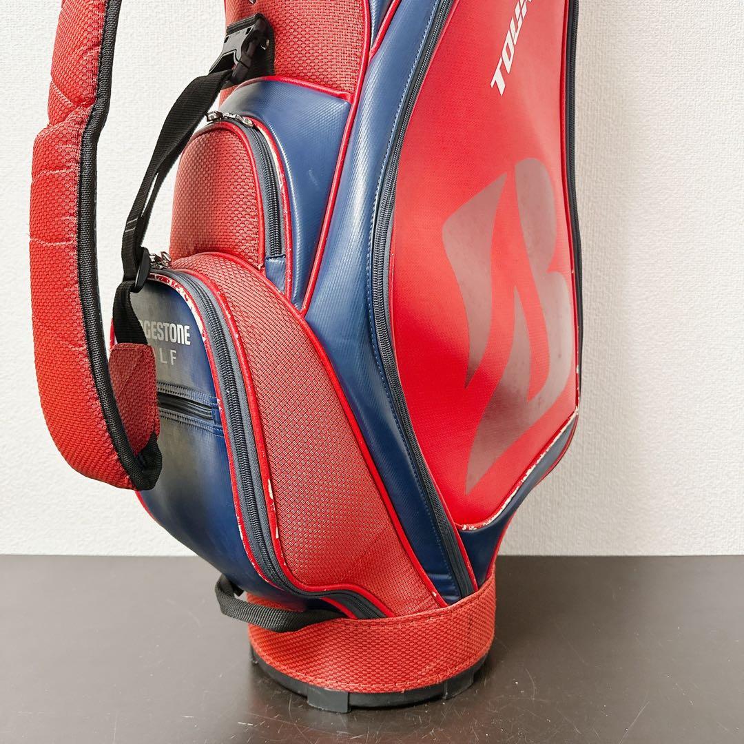 ブリヂストン TOUR B キャディバッグ 9.5型 4分割 レッド×ネイビー