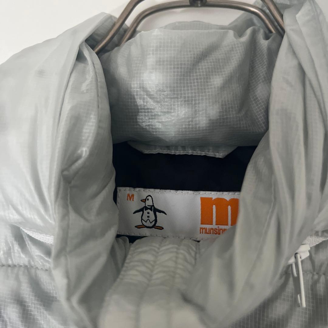 【極美品】マンシングウェア アウター フード付 中綿ベスト 総柄 グレー系