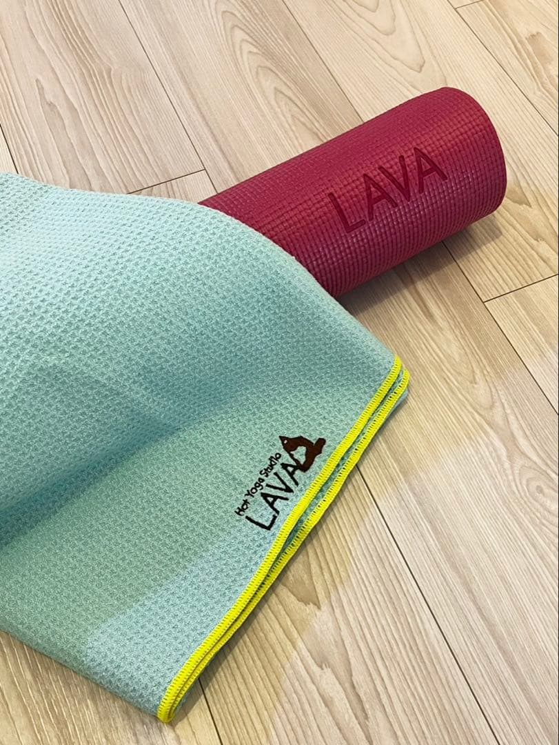 ラバ　LAVA ヨガマット　ワッフルタオル　専用ケース 3点セット　ライトブルー