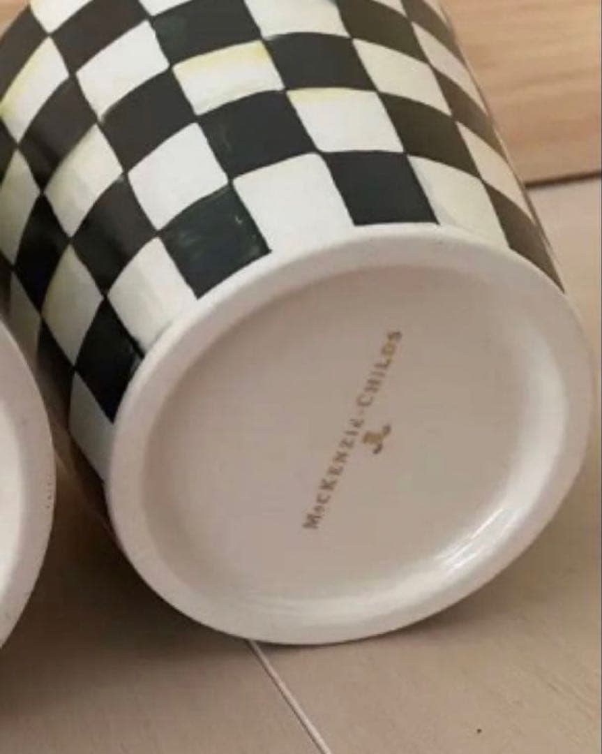 Mackenzie マッケンジーチャイルズ コートリーチェックゴミ箱 鉢入れ2点