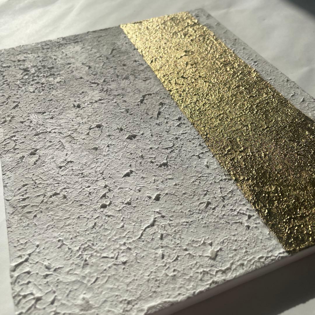 白と金の抽象画｜現代アート　絵画　壁掛け　シンプル　北欧　原画　ストリートアート