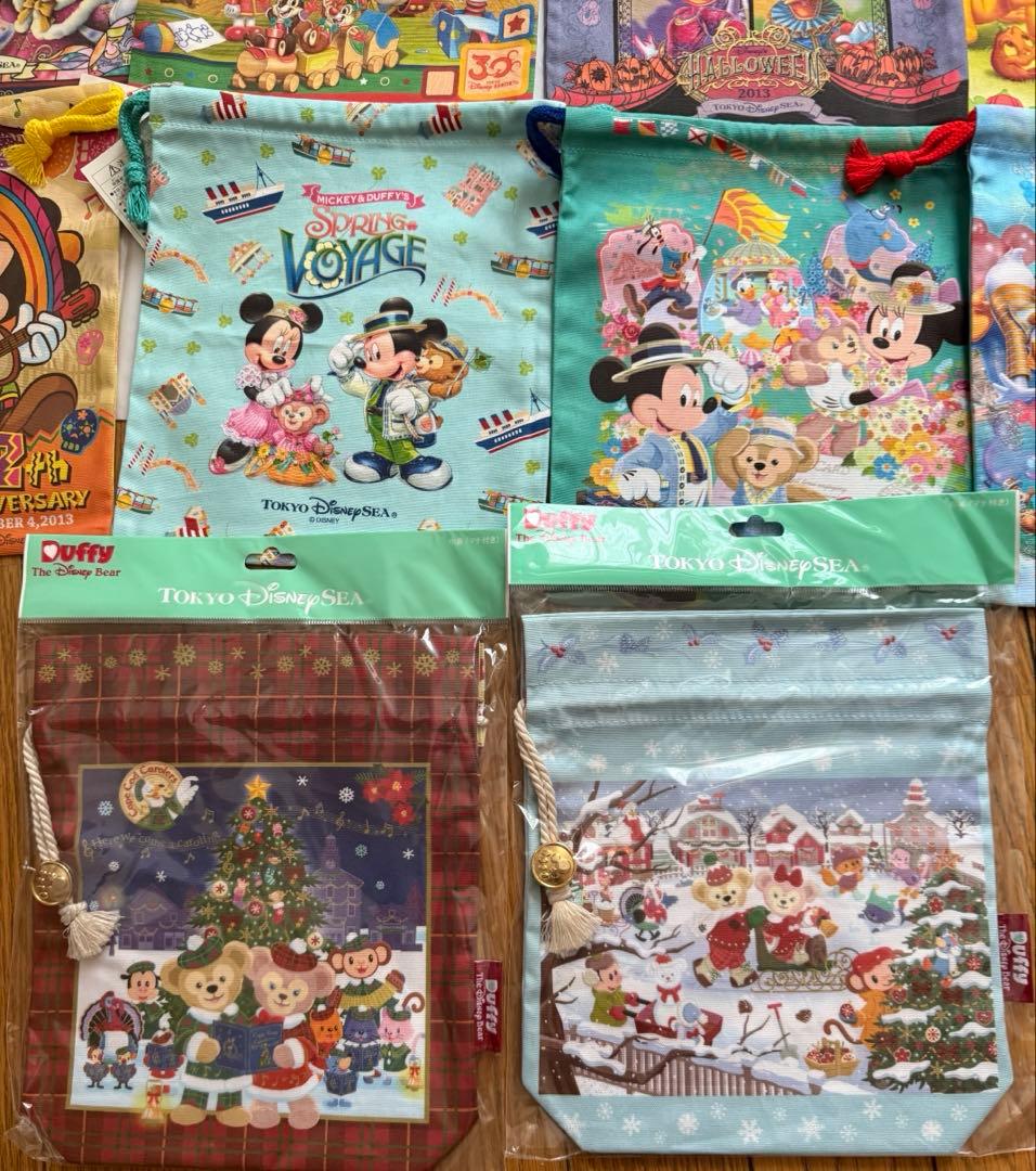 新品タグ付東京ディズニーリゾート巾着14点セット ダッフィーミッキーミニーホテル
