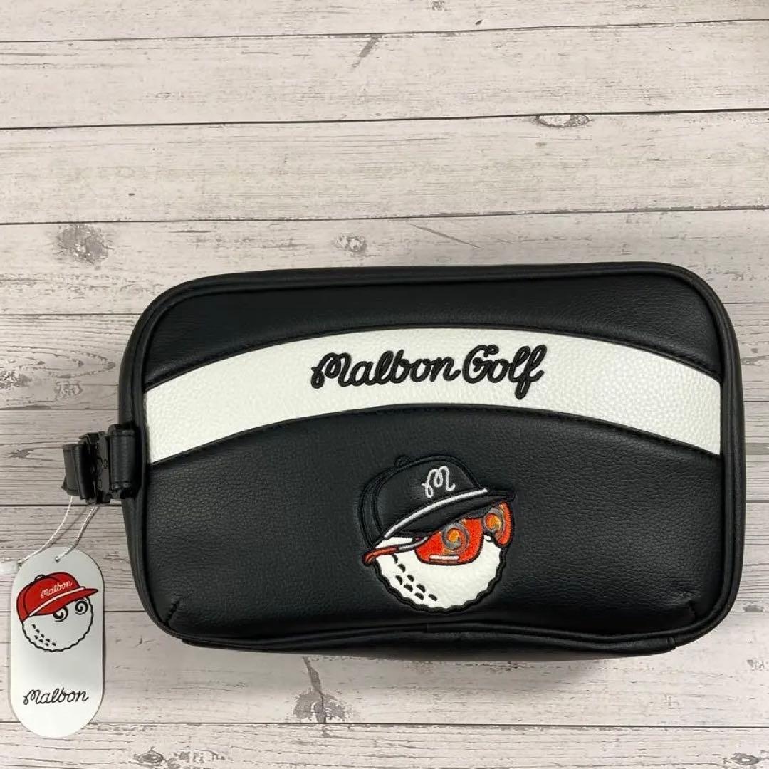 Malbon Golf ゴルフポーチブラック&ホワイト