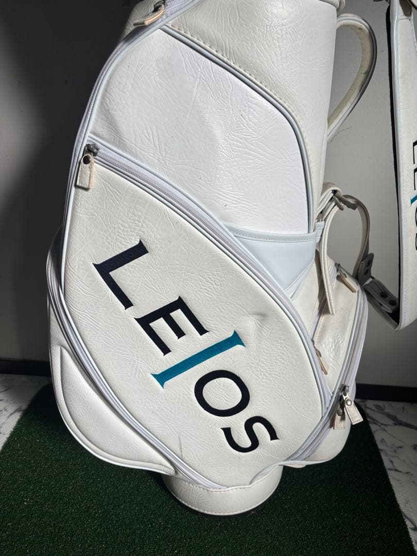 LEIOS レイオス ゴルフ キャディバッグ ホワイト レザー調