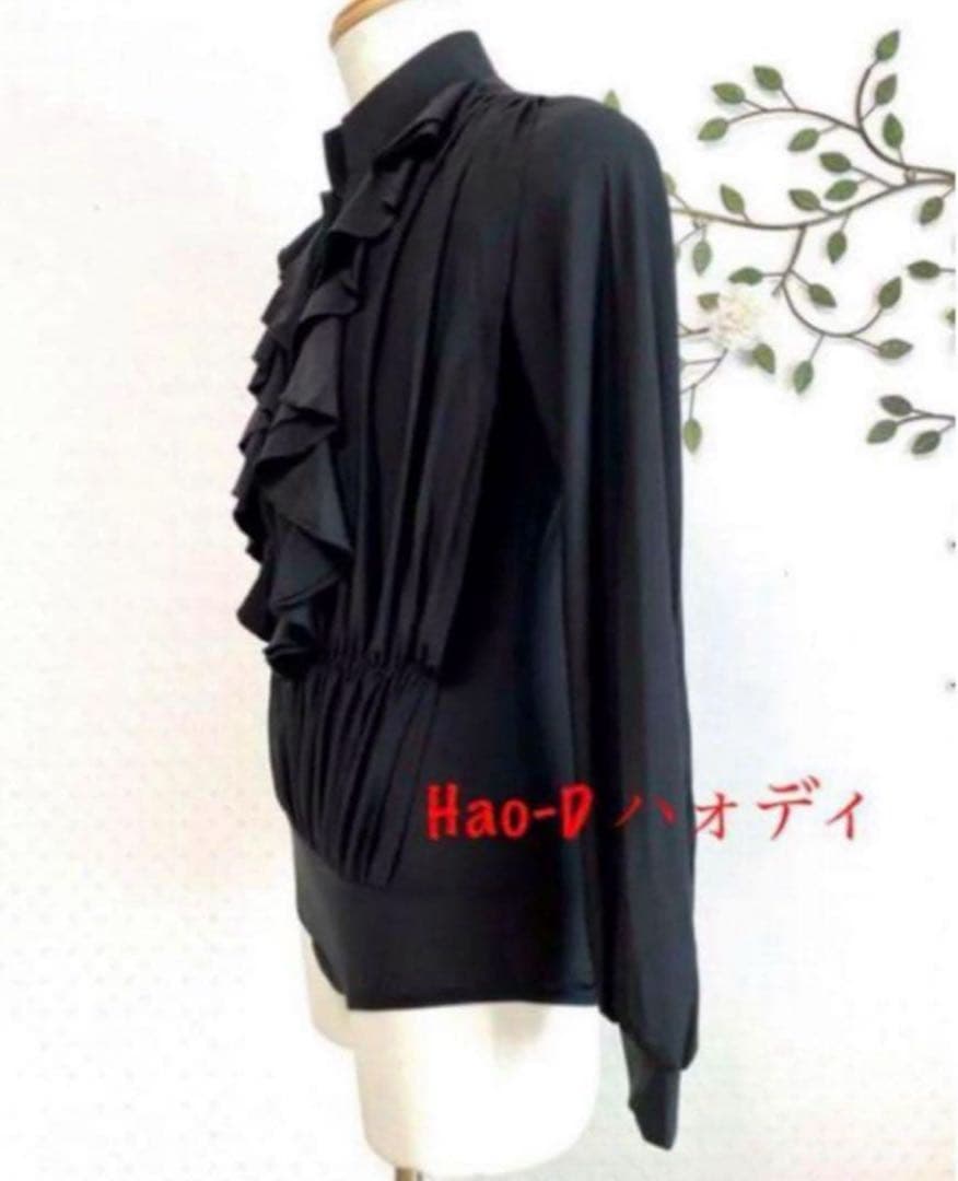 ★社交ダンス★新品★メンズシャツ★ラテン★フリル★黒M