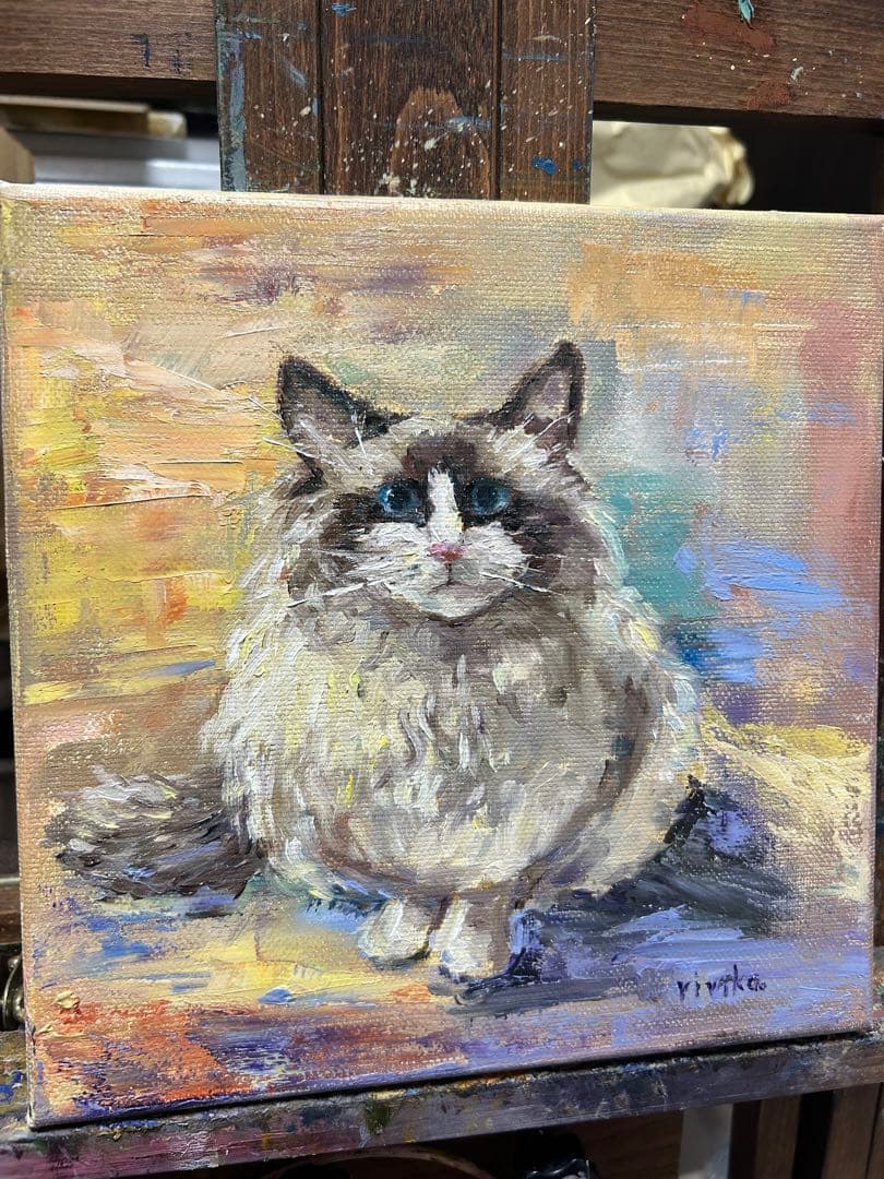 猫の油彩画 （ラグドール）