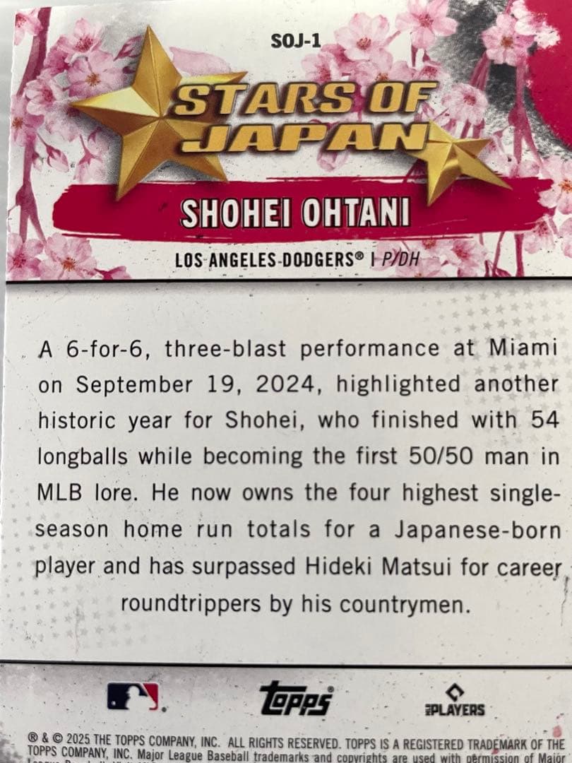 大谷翔平 50/50 記念ボール ブラック&Toppsカードセット