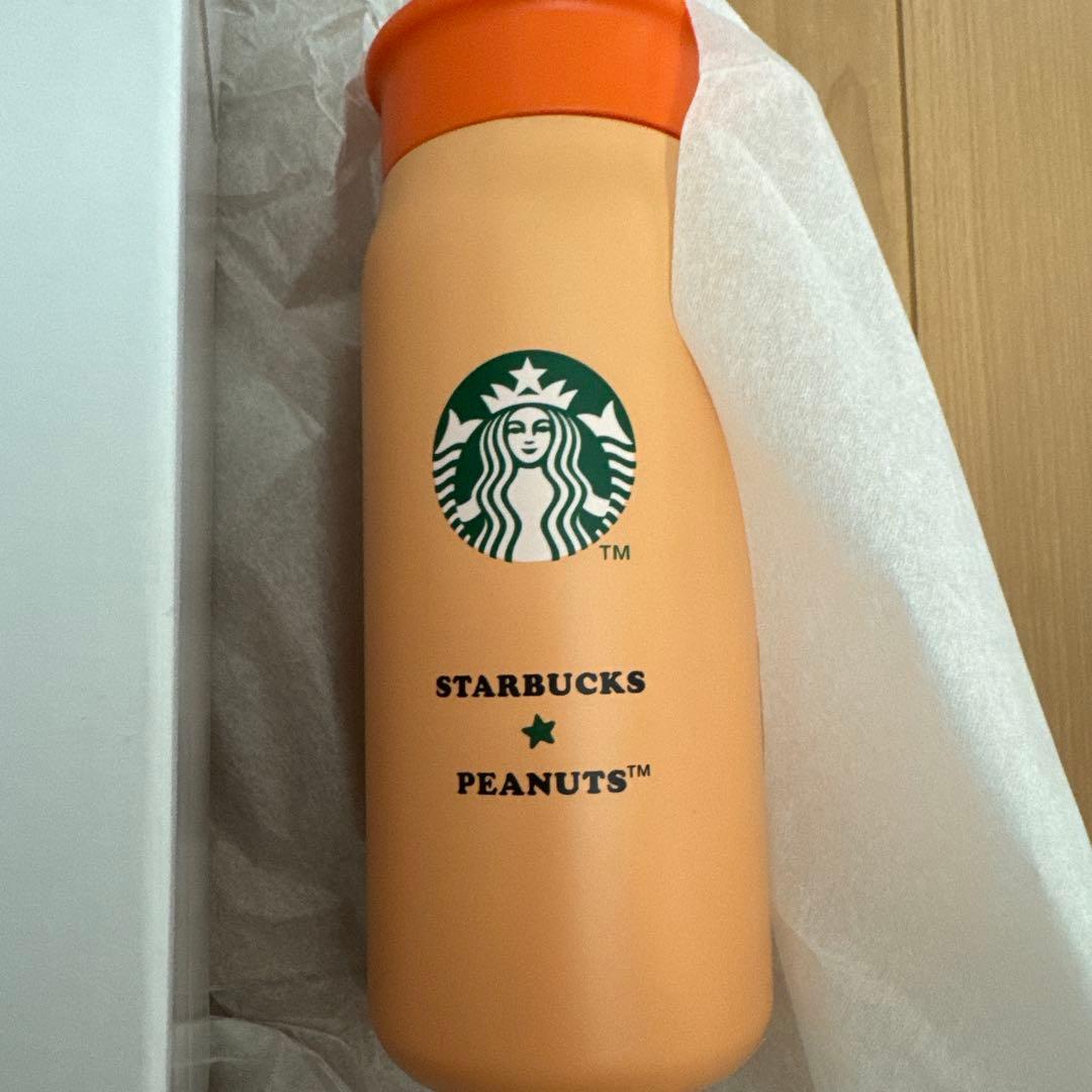 新品☆スタバ×スヌーピー ステンレスミニボトル　限定　オレンジ　355ml