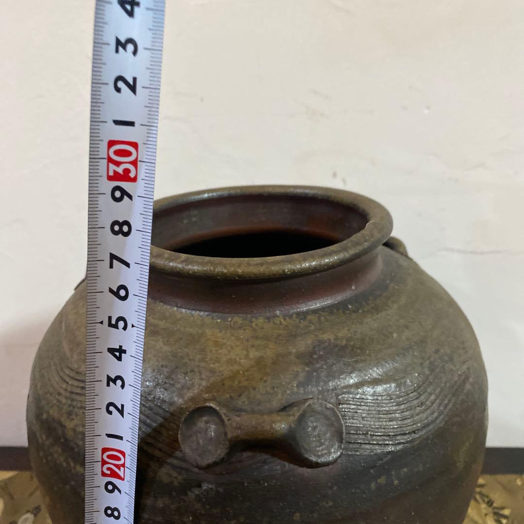 骨董　備前焼　茶壺　葉茶壺　三耳壺